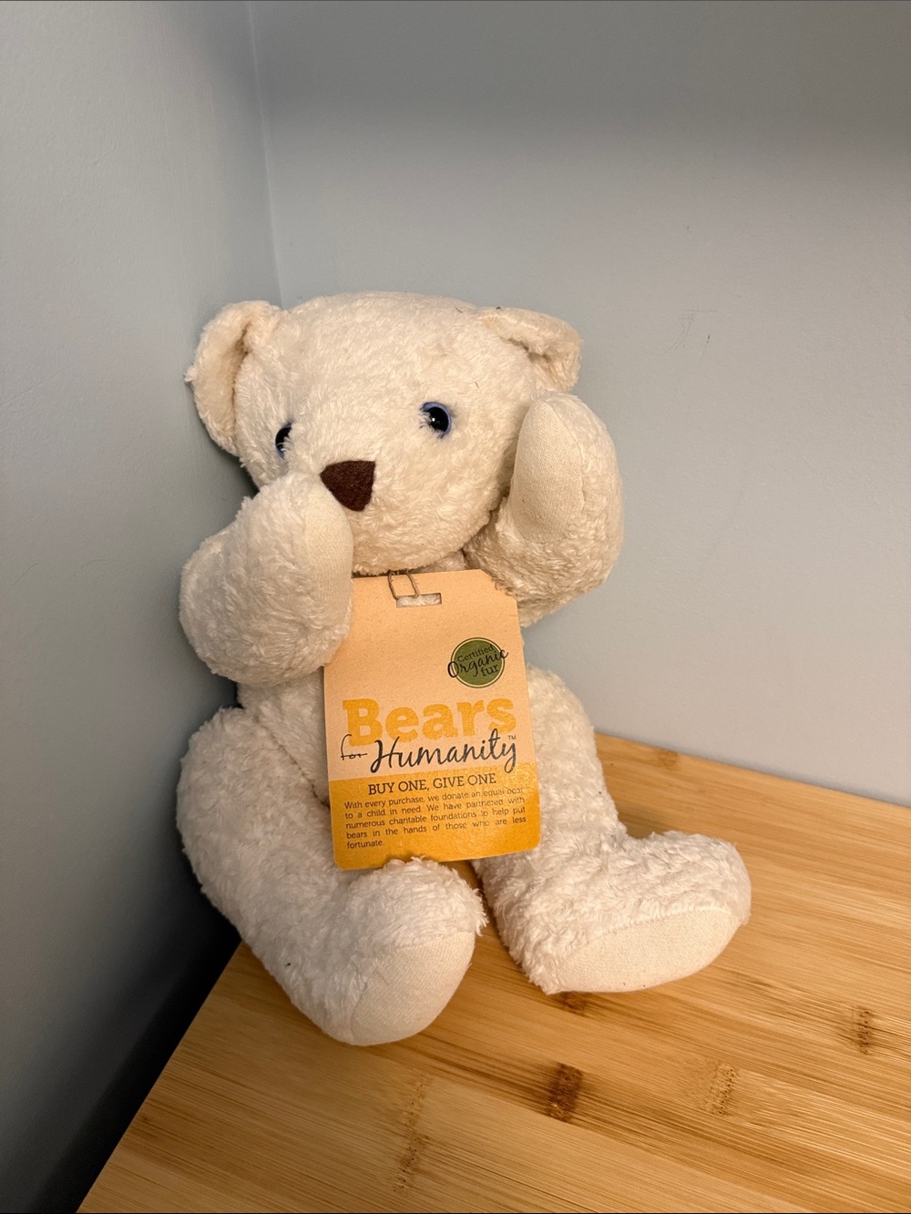 Bears for Humanity White Plush Teddy Bear "Snowie" New NWT